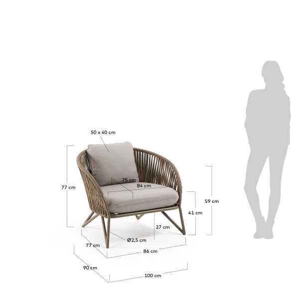 BRANZIE ARMCHAIR IN BROWN AND GRAY ROPE