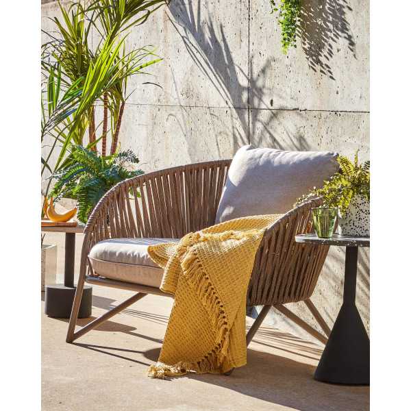 BRANZIE ARMCHAIR IN BROWN AND GRAY ROPE