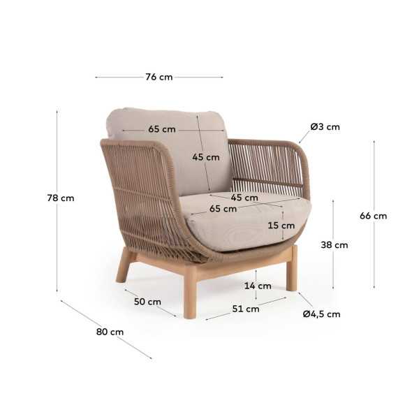 CATALINA ARMCHAIR IN BEIGE ROPE AND...