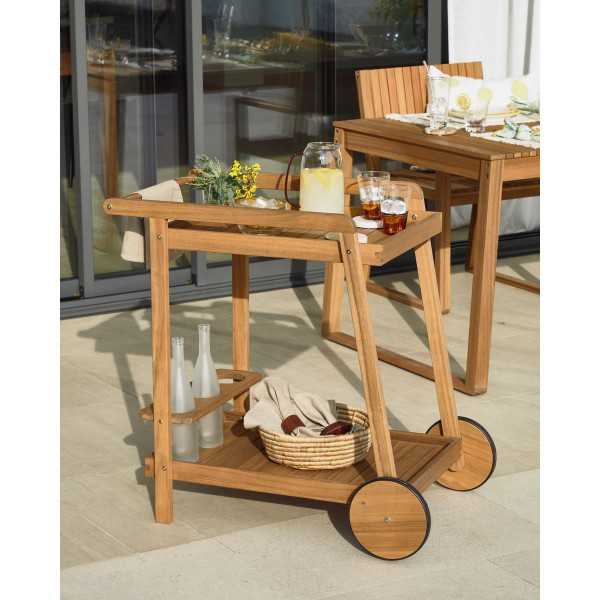 FELISA SOLID ACACIA WOOD TROLLEY