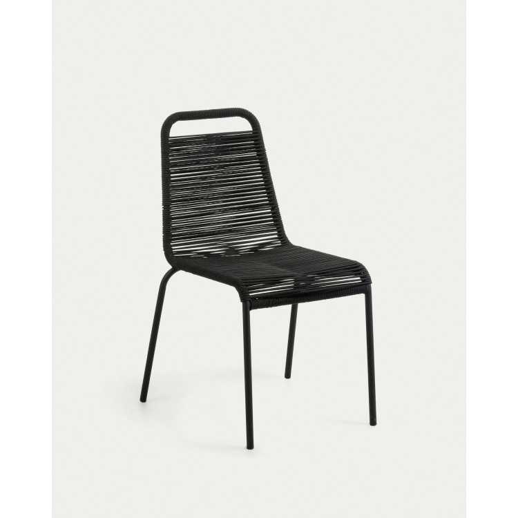 CHAISE LAMBTON EN CORDE NOIRE ET ACIER FINITION NOIR