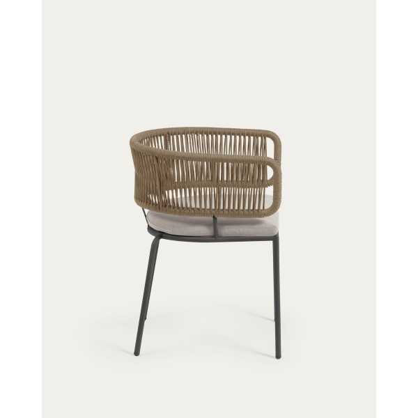 NADIN BEIGE ROPE CHAIR BROWN STEEL LEGS
