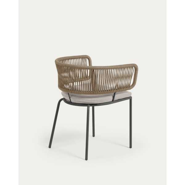 NADIN BEIGE ROPE CHAIR BROWN STEEL LEGS