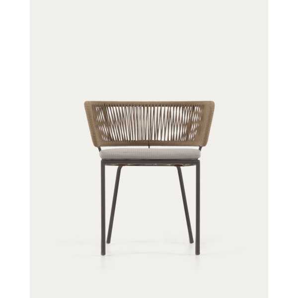 NADIN BEIGE ROPE CHAIR BROWN STEEL LEGS