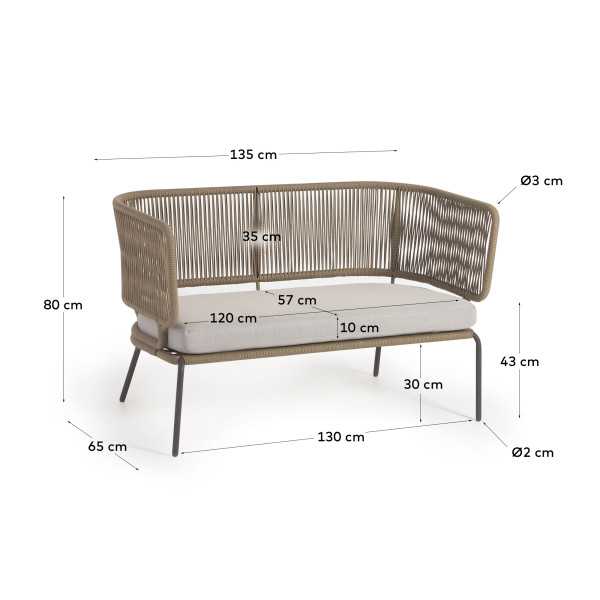 NADIN 2-SEATER SOFA IN BEIGE ROPE AND...