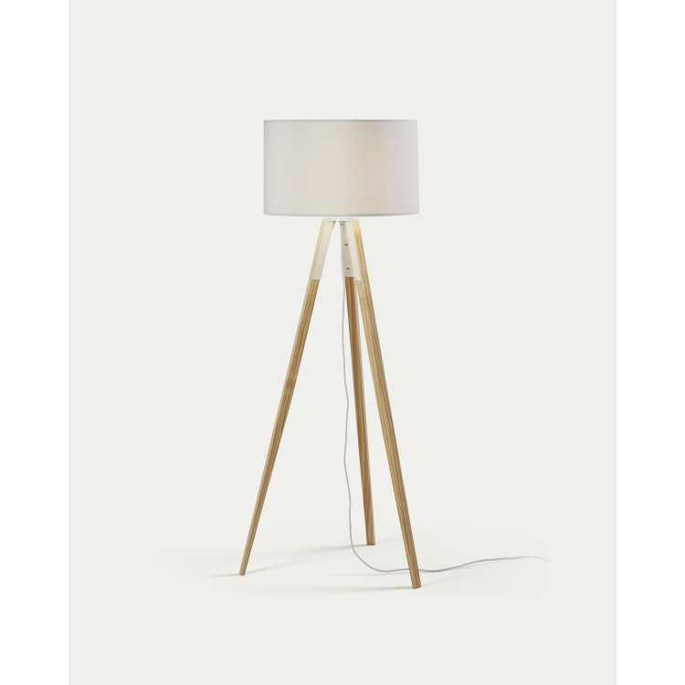 IGUAZU WHITE AND WOOD FLOOR LAMP