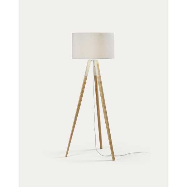 IGUAZU WHITE AND WOOD FLOOR LAMP