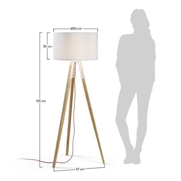 IGUAZU WHITE AND WOOD FLOOR LAMP