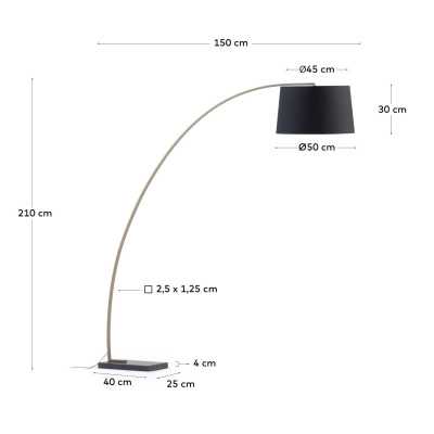 LAMPADAIRE JUHE METAL DORE ET MARBRE NOIR 2