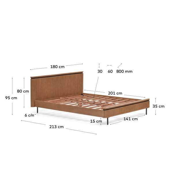 LICIA BED 160 X 200 CM MANGO WOOD AND...
