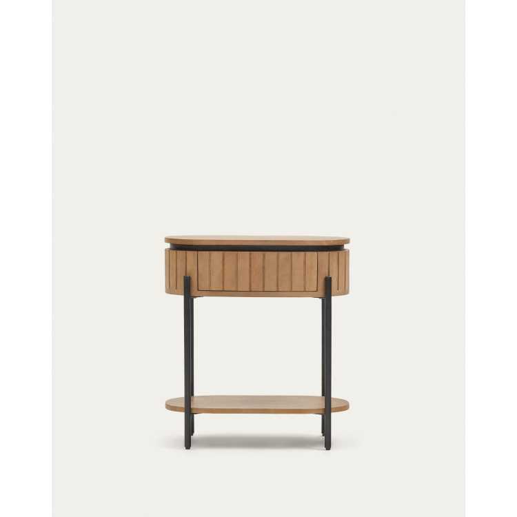 LICIA MESA DE CABECEIRA 55X65 CM MADEIRA MACIÇA DE MANGO E METAL PRETO