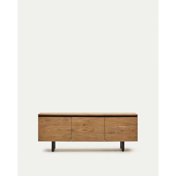 MEUBLE TV UXUE 3 PORTES BOIS ACACIA MASSIF 150 x 58 CM