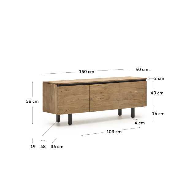 MEUBLE TV UXUE 3 PORTES BOIS ACACIA...