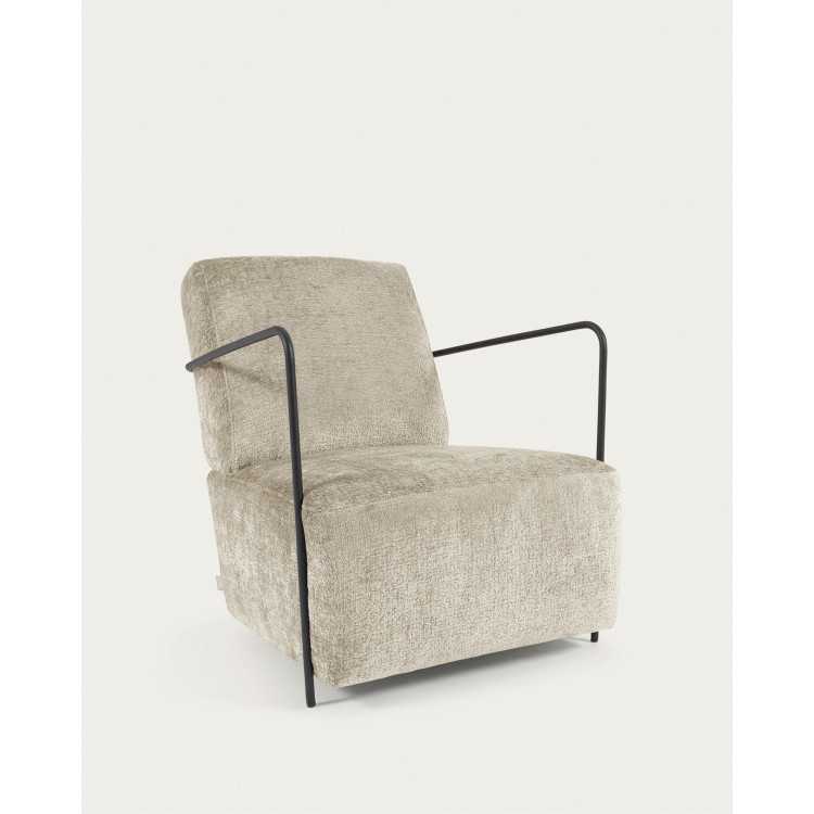 GAMER ARMCHAIR IN BEIGE CHENILLE AND BLACK...