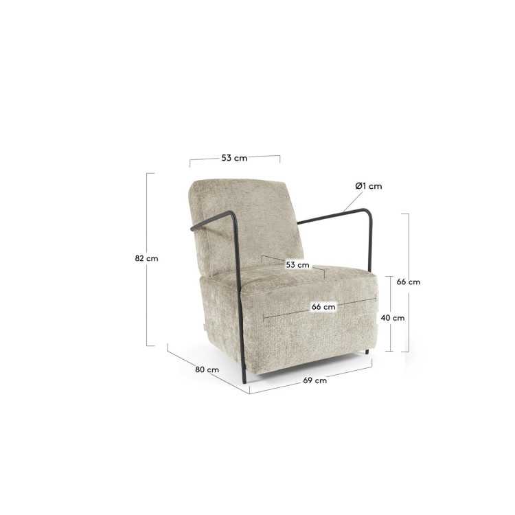 FAUTEUIL GAMER EN CHENILLE BEIGE ET METAL PEINT...