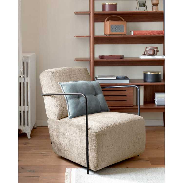 FAUTEUIL GAMER EN CHENILLE BEIGE ET METAL PEINT...