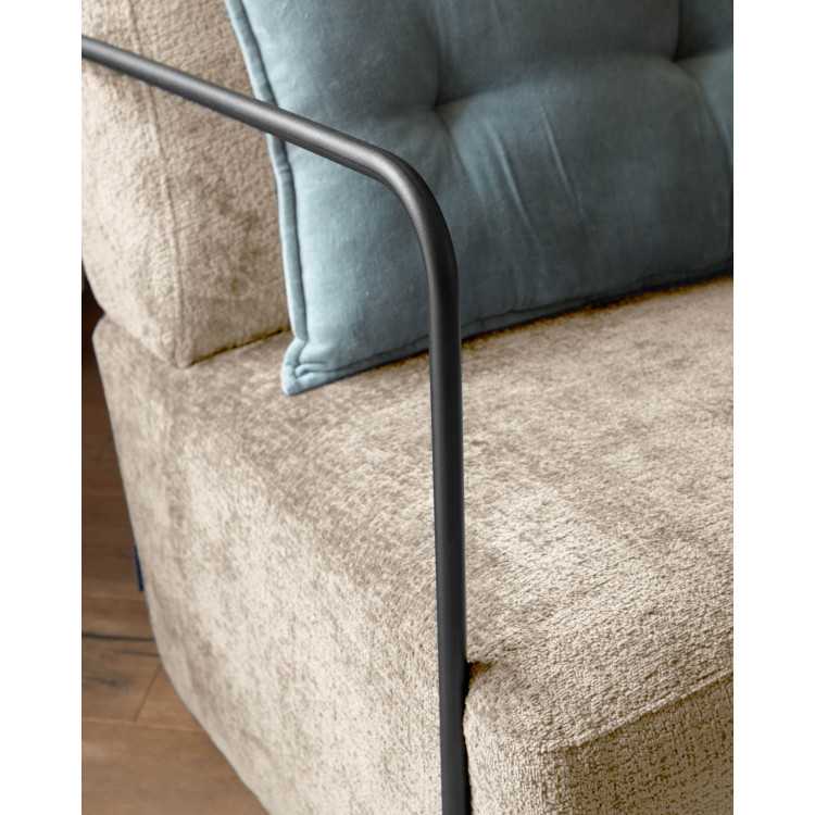 FAUTEUIL GAMER EN CHENILLE BEIGE ET METAL PEINT...