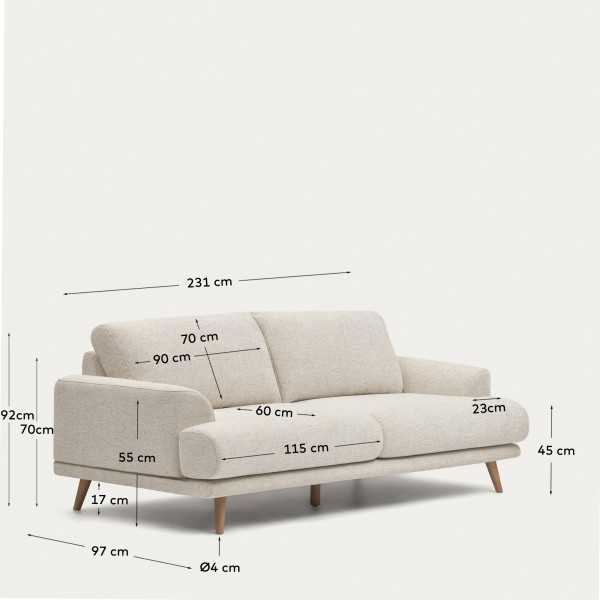 CANAPE KARIN 3 PLACES 231 CM  BEIGE
