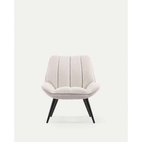 MARLINA BOUCLETTE WHITE ARMCHAIR WITH...