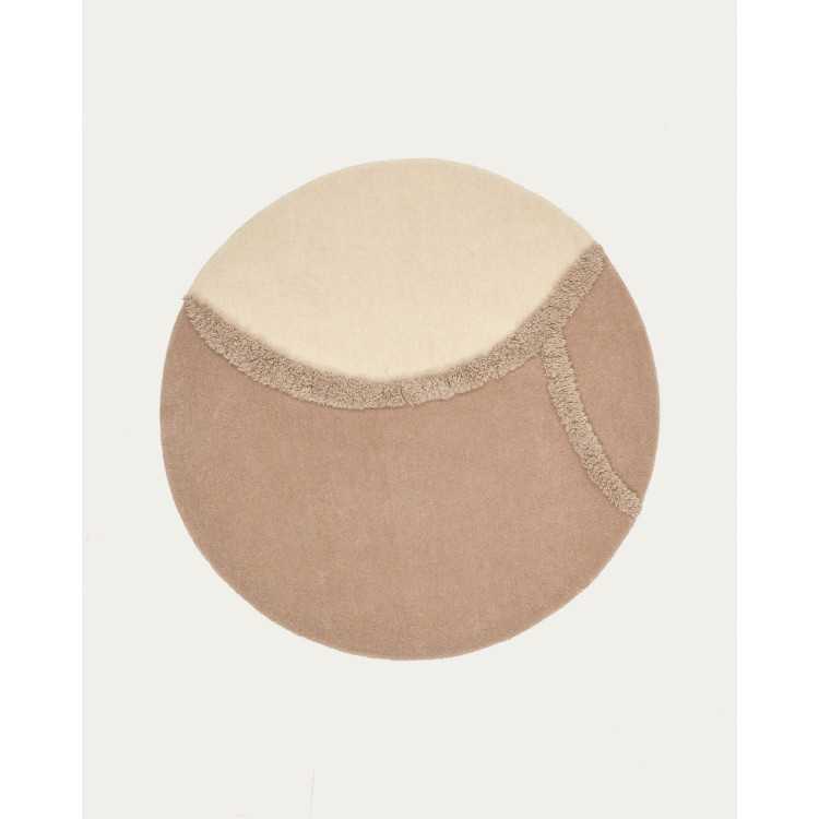 DAIANNA ROUND CARPET Ø 120 CM BROWN AND BEIGE WOOL