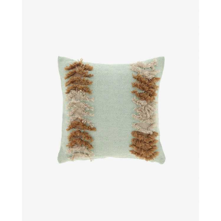 DALILA CUSHION COVER WITH BROWN AND GREEN PIPING