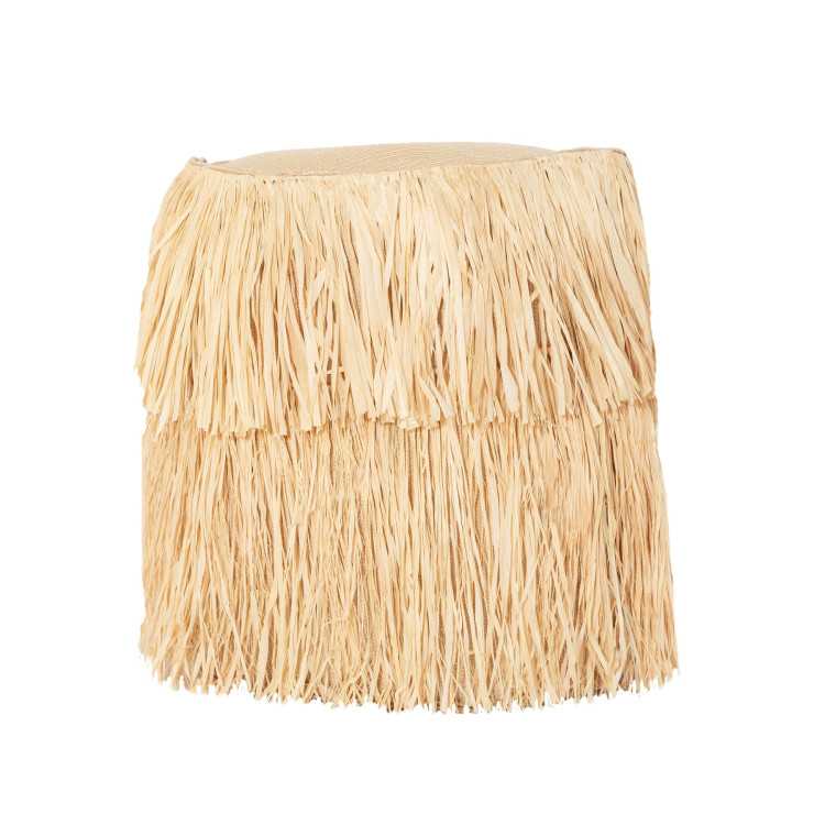 FRINGED RAFFIA EFFECT OUTER ROUND OTTOMAN