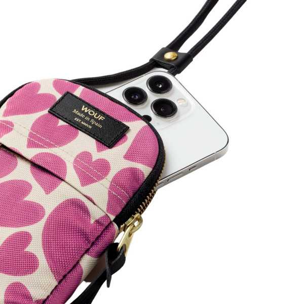 HOUPPE A BANDOULIERE POUR TELEPHONE PINK LOVE