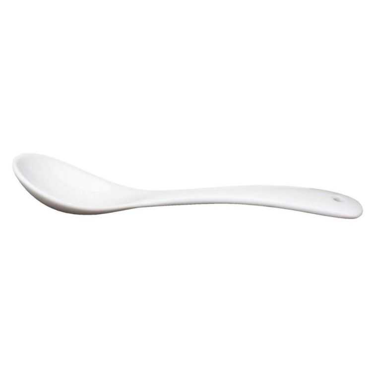 SET OF 6 WHITE PORCELAIN MINI SPOONS