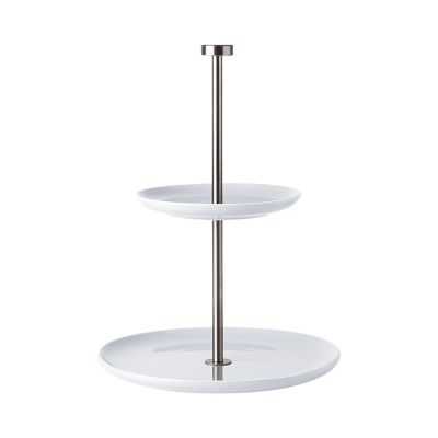 SERVITEUR ROND 2 ETAGES Ø15/ 22 CM PORCELAINE BLANC