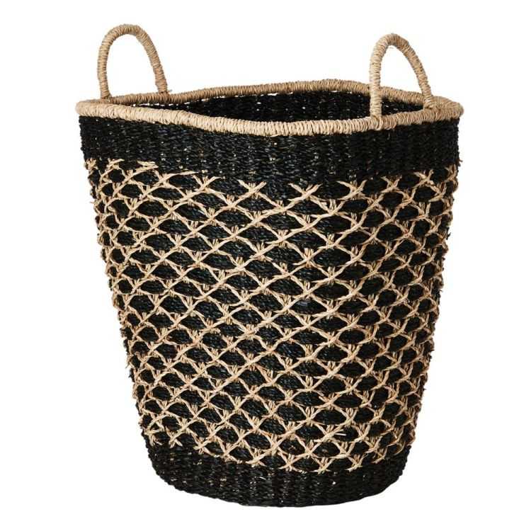 CESTA DE COLEÇÃO PRETA E NATURAL