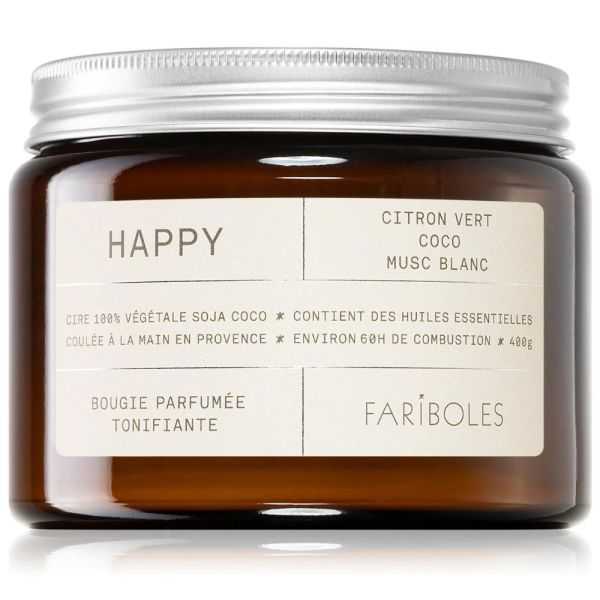 BOUGIE CIRE 100% VÉGÉTALE HAPPY 400G