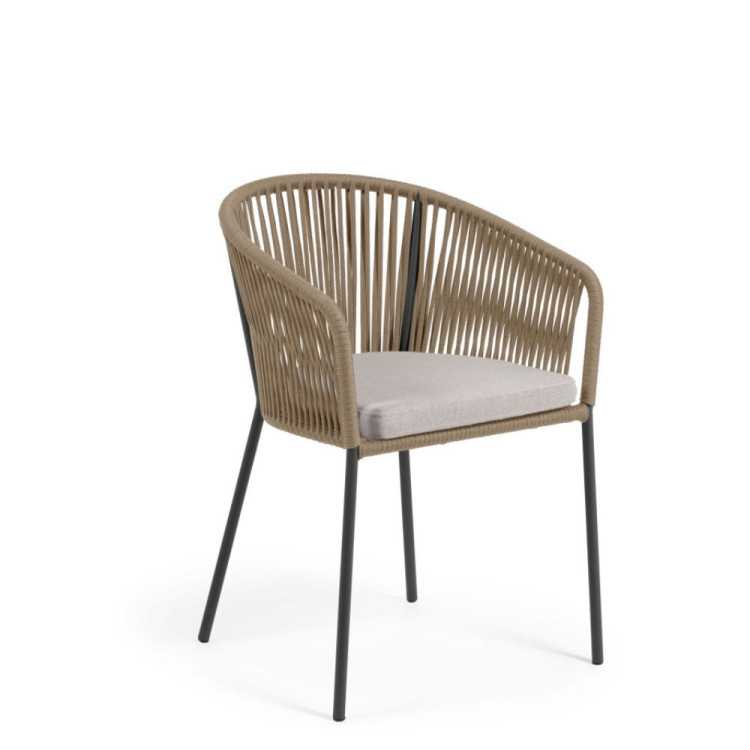 YANET CHAIR IN BLACK ROPE AND GALVANIZED STEEL LEGS