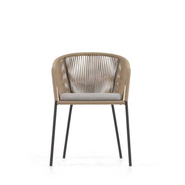 YANET CHAIR IN BLACK ROPE AND GALVANIZED STEEL LEGS