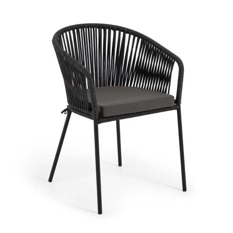 YANET CHAIR IN BLACK ROPE AND GALVANIZED STEEL LEGS