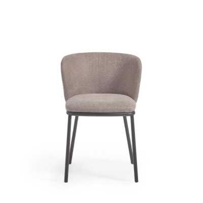 CHAISE CISELIA EN CHENILLE ET ACIER NOIR 2