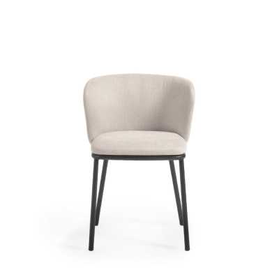 CHAISE CISELIA EN CHENILLE ET ACIER NOIR