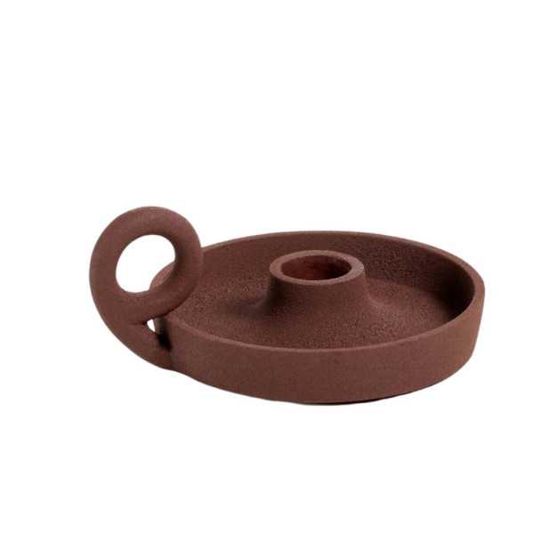 BOUGEOIR PETIT FORMAT ZARELA EN MÉTAL MARRON