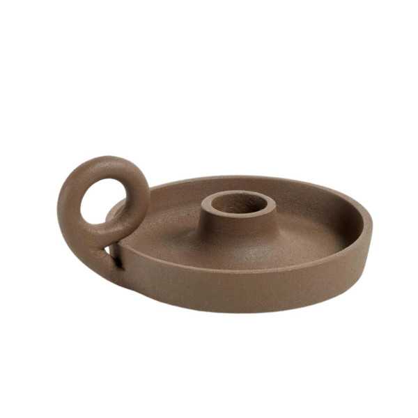 PORTA-VELAS PEQUENO ZARELA EM METAL CASTANHO