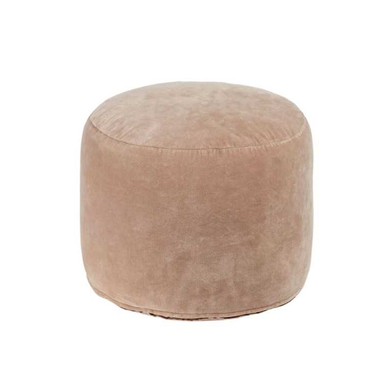 POUF ROND ANGELICA DIAMETRE 45 CM COTON EN VELOURS ROSE