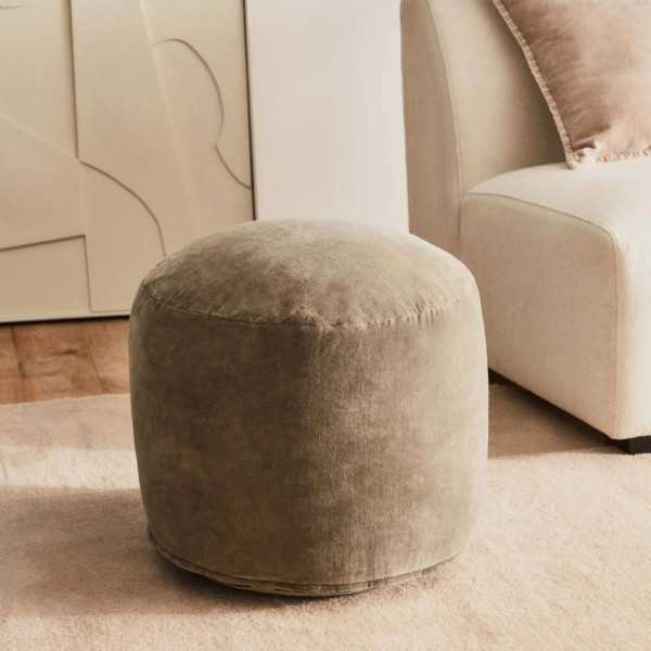 POUF ROND ANGELICA Ø 45 CM COTON EN VELOURS ROSE