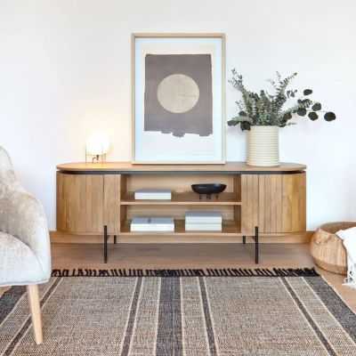 MEUBLE TV LICIA 2 PORTES EN BOIS DE MANGUIER MASSIF ET METAL NOIR 160 2