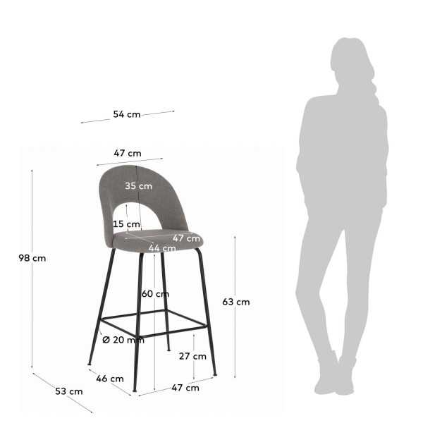 BANCO MAHALIA CINZA CLARO ALTURA 63 CM