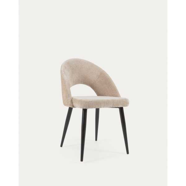 CHAISE MAEL EN CHENILLE BEIGE ET...
