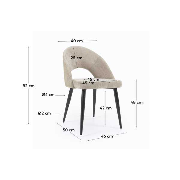 CHAISE MAEL EN CHENILLE BEIGE ET...