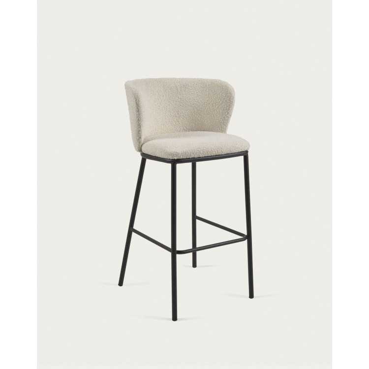 BANCO CISELIA BOUCLETTE BRANCO E PRETO METAL ALTURA 75 CM