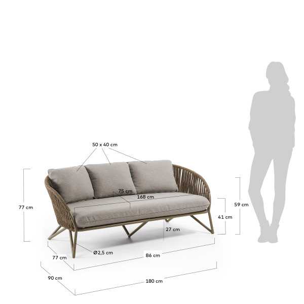 BRANZIE 3-SEATER SOFA IN BROWN ROPE...