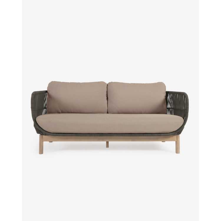 CANAPE CATALINA 3 PLACES 170 CM EN CORDE VERTE ET BOIS MASSIF D'ACACIA 
