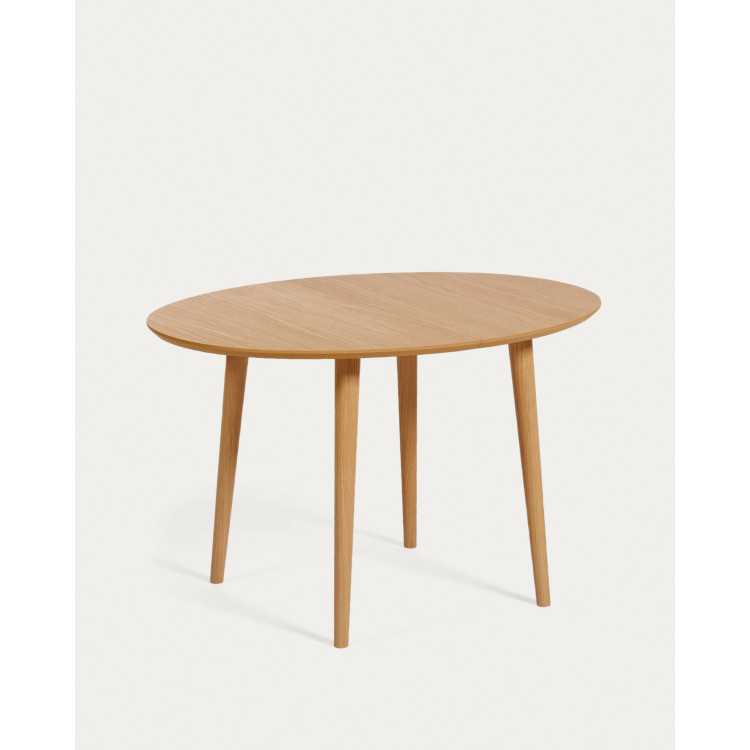MESA DE JANTAR EXTENSÍVEL OVAL OQUI EM CARVALHO E MADEIRA