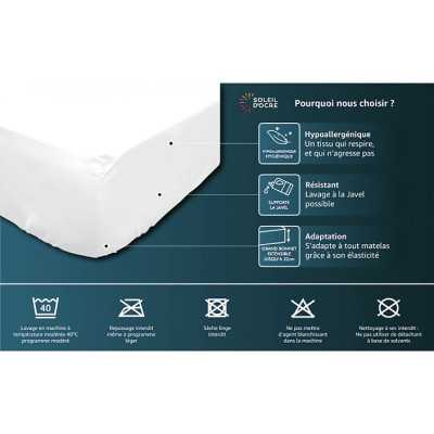 DRAP HOUSSE PROTÈGE MATELAS MOLLETON 140X200CM BLANC 2