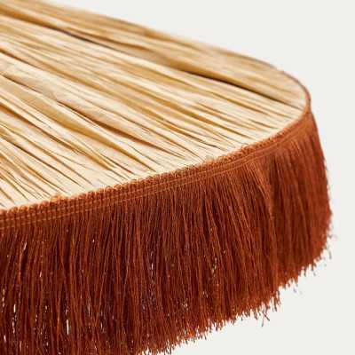 PLAFONNIER POLLENSA 75CM RAPHIA NATURELLE ET FRANGES TERRACOTTA 2